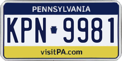 PA license plate KPN9981