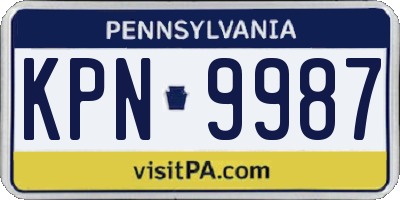 PA license plate KPN9987