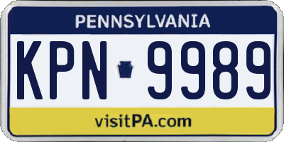 PA license plate KPN9989