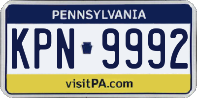 PA license plate KPN9992