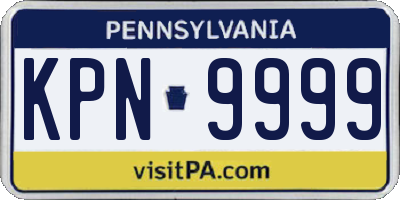 PA license plate KPN9999