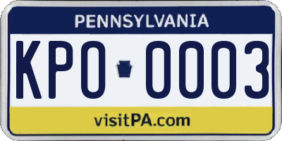 PA license plate KPO0003