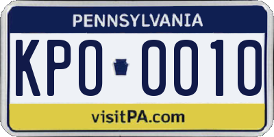 PA license plate KPO0010