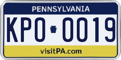 PA license plate KPO0019