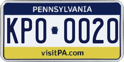 PA license plate KPO0020