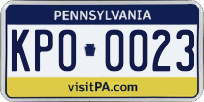 PA license plate KPO0023