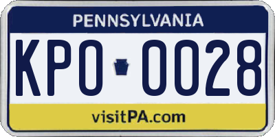 PA license plate KPO0028