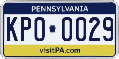 PA license plate KPO0029