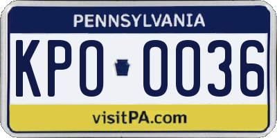 PA license plate KPO0036
