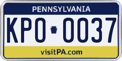 PA license plate KPO0037