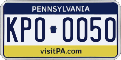 PA license plate KPO0050
