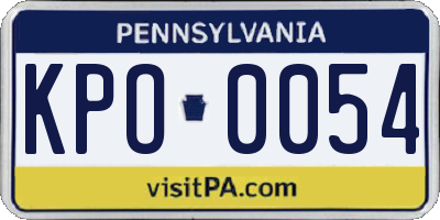 PA license plate KPO0054