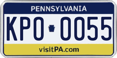 PA license plate KPO0055
