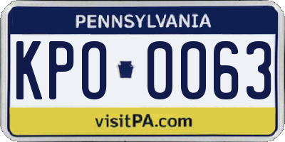 PA license plate KPO0063