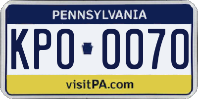 PA license plate KPO0070