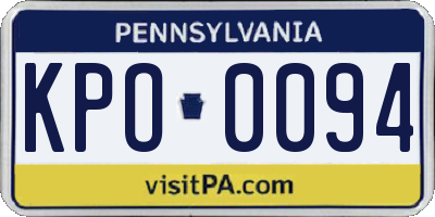 PA license plate KPO0094