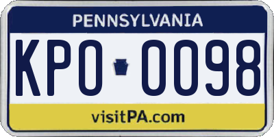 PA license plate KPO0098