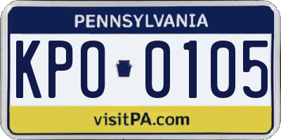 PA license plate KPO0105