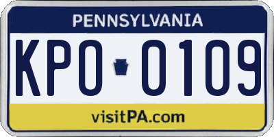 PA license plate KPO0109