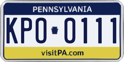 PA license plate KPO0111