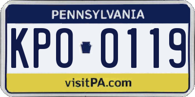 PA license plate KPO0119