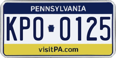 PA license plate KPO0125