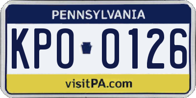 PA license plate KPO0126