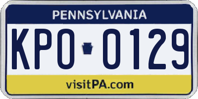 PA license plate KPO0129