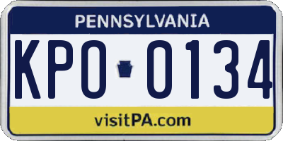 PA license plate KPO0134