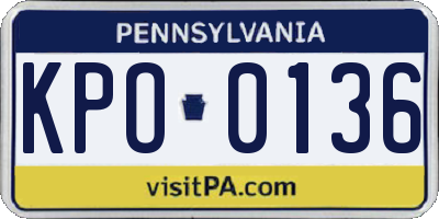 PA license plate KPO0136