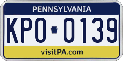PA license plate KPO0139