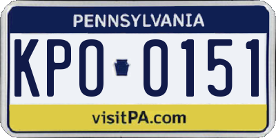 PA license plate KPO0151