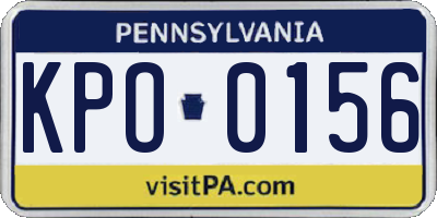 PA license plate KPO0156