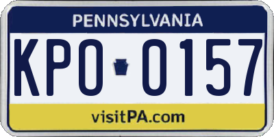 PA license plate KPO0157