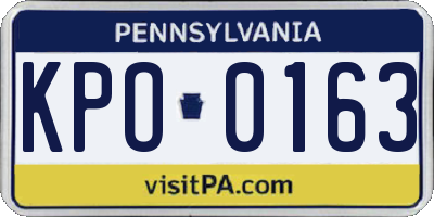 PA license plate KPO0163