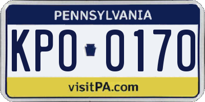 PA license plate KPO0170