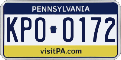 PA license plate KPO0172