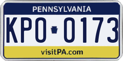 PA license plate KPO0173