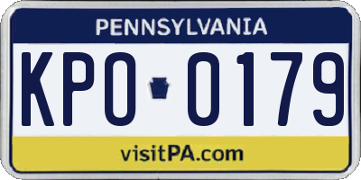 PA license plate KPO0179