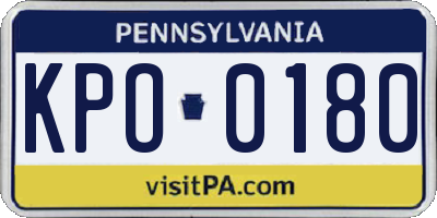 PA license plate KPO0180