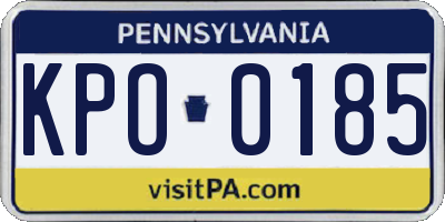 PA license plate KPO0185