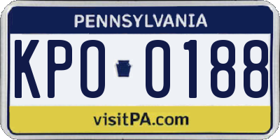 PA license plate KPO0188