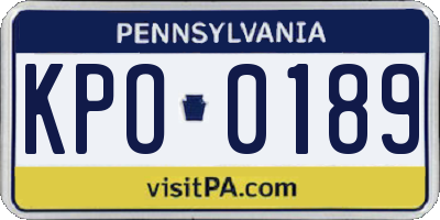 PA license plate KPO0189