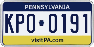 PA license plate KPO0191