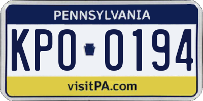 PA license plate KPO0194