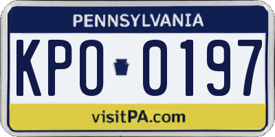 PA license plate KPO0197