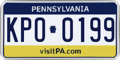 PA license plate KPO0199