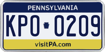 PA license plate KPO0209