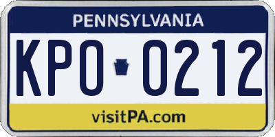 PA license plate KPO0212