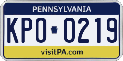 PA license plate KPO0219
